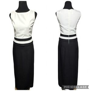 Vintage 90s Cache Maxi Formal Dress 4 White Art Deco Prom Tuxedo Gala Classic